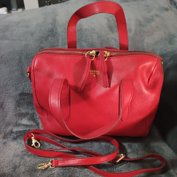 Fossil Coral/Red Leather Women's Bag - Picture 1 of 12